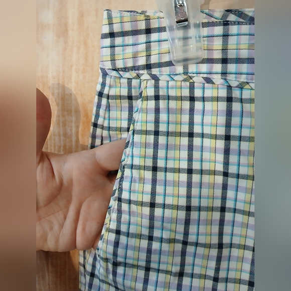 Lady Hagen Women's Plaid Shorts - Blue, White, Yellow - Picture 2 of 4